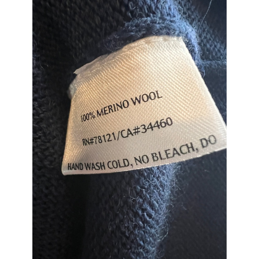Eileen Fisher Italian Merino Wool Chic Turtleneck Oversized Sweater Navy Blue XS - Picture 4 of 10